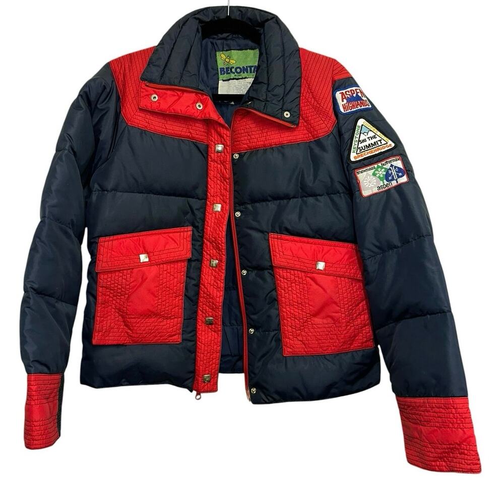 Vintage Beconta Down‎ Puffer Ski Jacket Aspen Highlands Patch Womens 14
